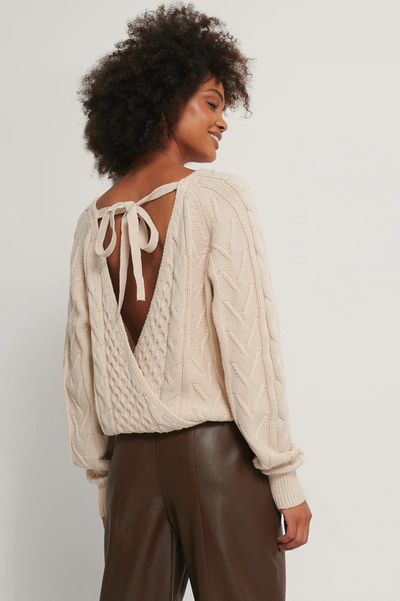 Shop Na-kd Reborn Back Overlap Cable Knitted Sweater - Beige