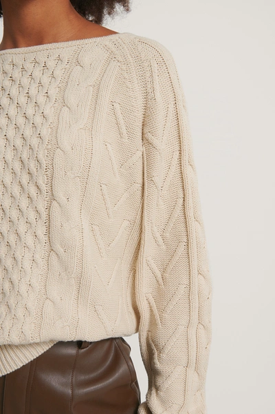 Shop Na-kd Reborn Back Overlap Cable Knitted Sweater - Beige