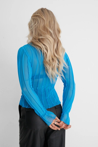 Shop Angelica Blick X Na-kd Pleated Mesh Polo Top - Blue