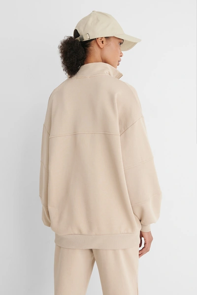 Shop Na-kd Retro Zipper Sweater - Beige In Sand