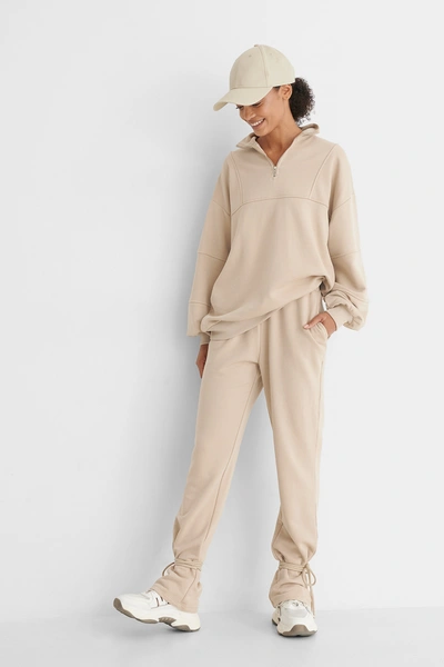 Shop Na-kd Retro Zipper Sweater - Beige In Sand