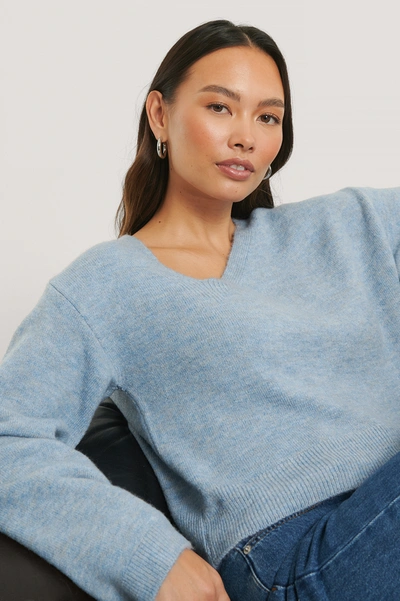 Shop Na-kd Asymmetric Neckline Knitted Sweater - Blue