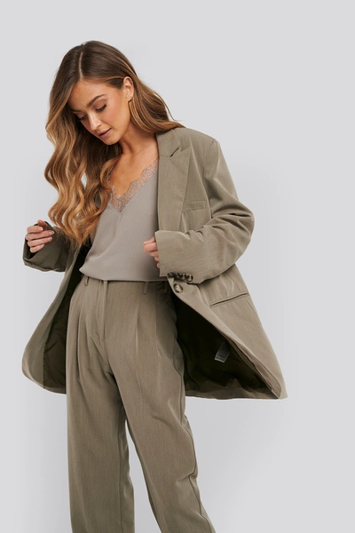 Shop Na-kd Lace Detail Singlet - Grey In Moss Grey