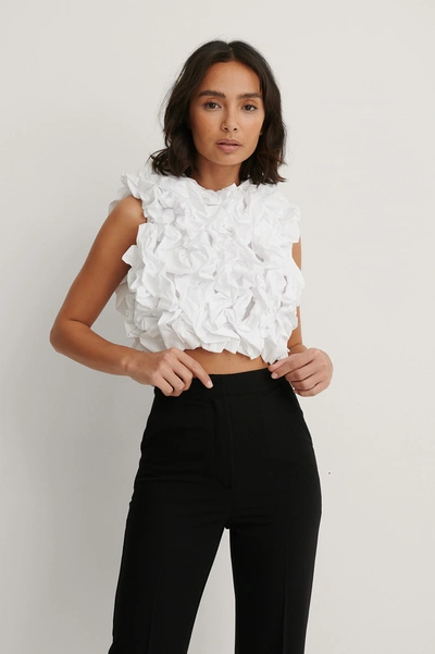 Shop Dressing Up At Home X Na-kd Volume Puffy Top - White