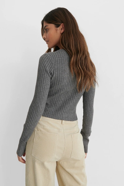 Shop Na-kd Ribbed Knitted Cardigan - Grey