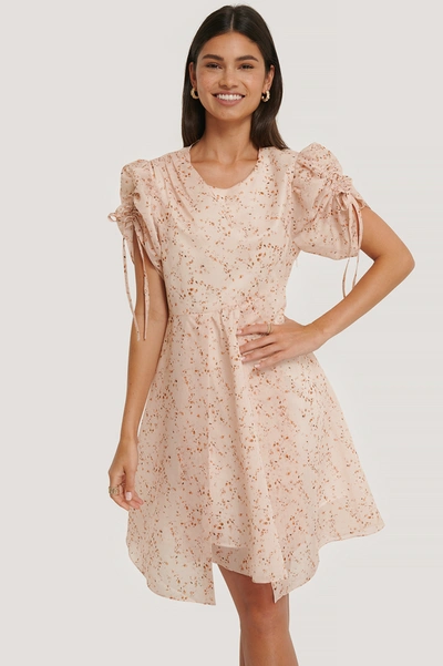 Shop Na-kd Asymmetric Flowy Dress Pink In White Print