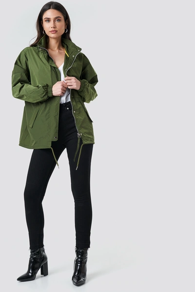 Shop Na-kd Utility Zip Jacket Green In Olive Green