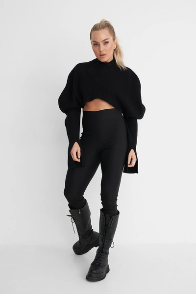 Shop Angelica Blick X Na-kd Puff Shoulder Knitted Sweater - Black