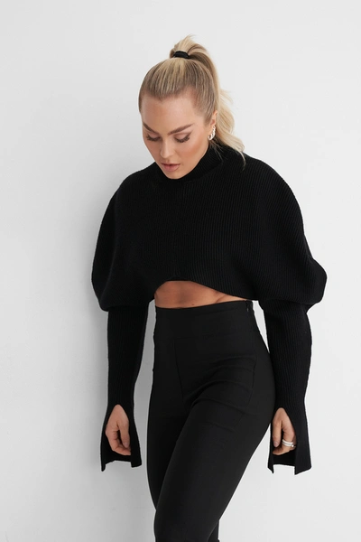 Shop Angelica Blick X Na-kd Puff Shoulder Knitted Sweater - Black