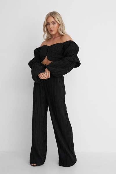 Shop Angelica Blick X Na-kd Structured Relaxed Trousers Black