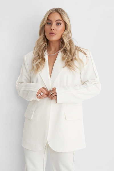 Shop Angelica Blick X Na-kd Seam Detail Blazer Offwhite In Off White