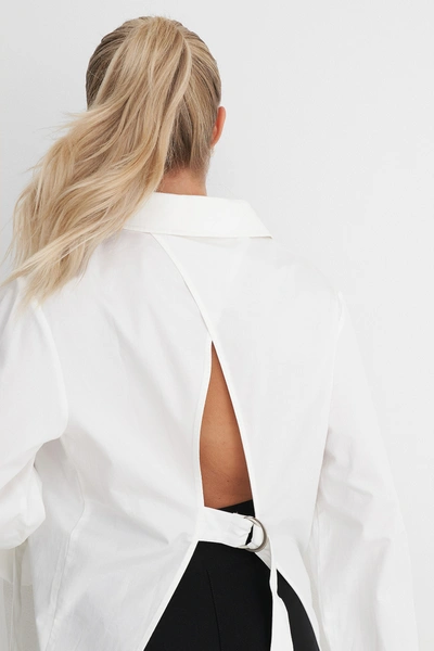 Shop Angelica Blick X Na-kd Open Back Cotton Shirt - White