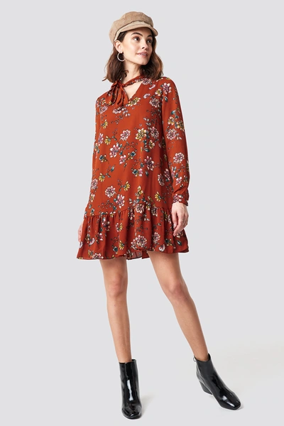 Shop Trendyol Shawl Collar Mini Dress - Orange In Cinnamon