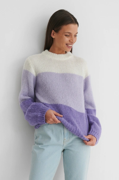 Shop Emilie Malou X Na-kd Heavy Knitted Boxy Sweater - Purple In Lilac