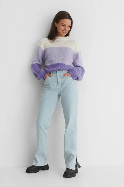 Shop Emilie Malou X Na-kd Heavy Knitted Boxy Sweater - Purple In Lilac