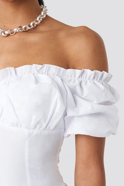 Shop Anna Nooshin X Na-kd Off Shoulder Ruffle Cup Cropped Blouse - White