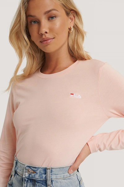 Shop Fila Eaven Cropped Ls Shirt - Pink In English Rose