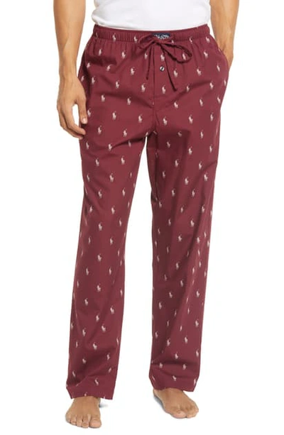 Shop Polo Ralph Lauren Print Woven Pajama Pants In Classic Wine