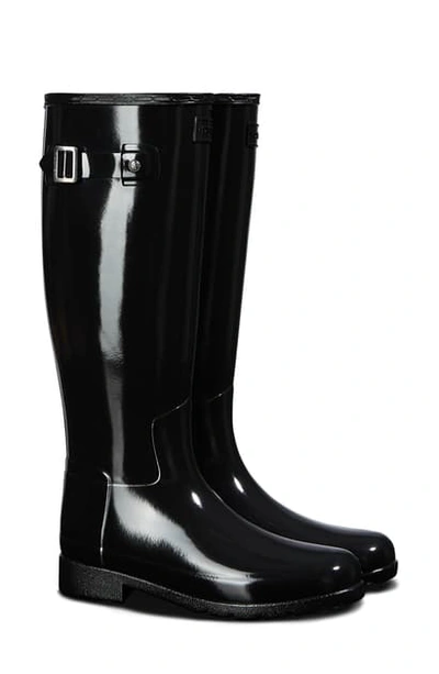 Shop Hunter Original Refined Gloss Tall Waterproof Rain Boot In Black