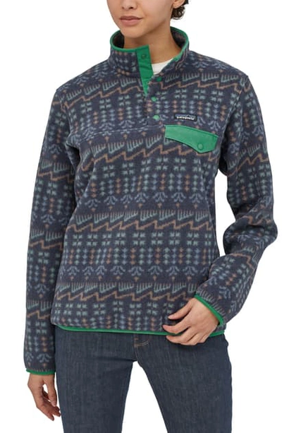 Shop Patagonia Synchilla Snap-t Recycled Fleece Pullover In Wild Roots New Navy