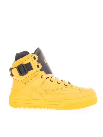 Shop Fendi High Top Sneakers In Yellow