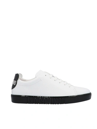 Shop Moschino Teddy Bear Sneakers In White And Black