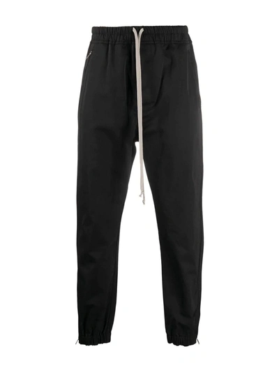 Shop Rick Owens Black Cotton-blend Trousers In Nero