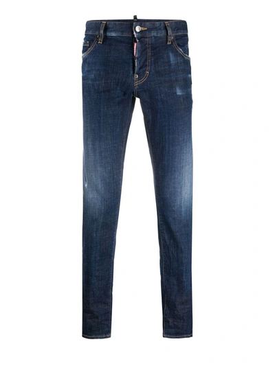 Shop Dsquared2 Denim Blue Cotton-blend Jeans