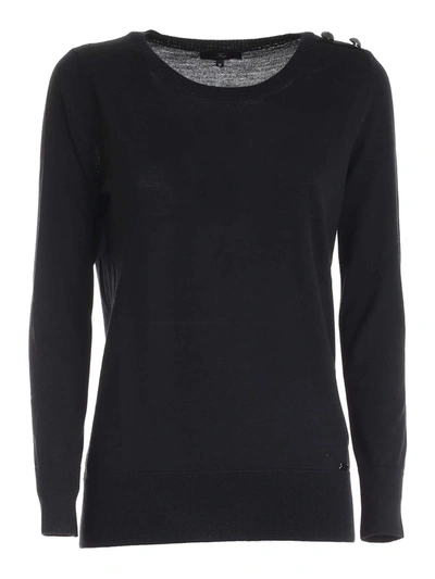 Shop Fay Buttoned Sweater In Black