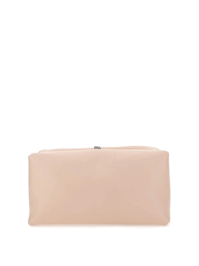 Shop Jil Sander Goji Soft Leather Clutch In Light Pink