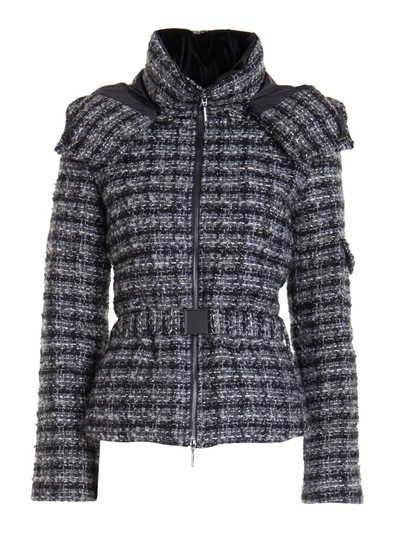 Shop Emporio Armani Wool Blend Hooded Jacket In Black