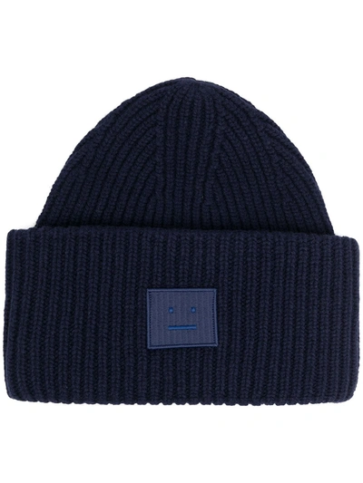 【ACNE STUDIOS】アプリーケイドゥ ribbed wool beanie ACNE STUDIOS Kubi Logo-Appliquéd Ribbed Wool and Yak-Blend