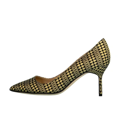 Shop Manolo Blahnik Jacquard Bb Pump In Blk/gld