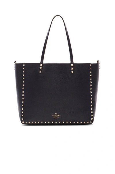 Shop Valentino Medium Reversible Rockstud Double Tote In Marine & Light Cuir