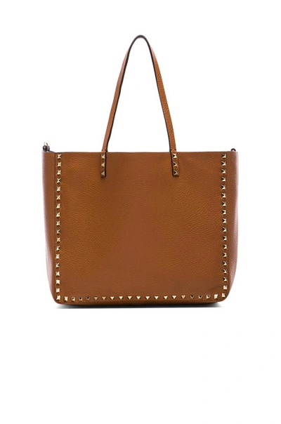 Shop Valentino Medium Reversible Rockstud Double Tote In Marine & Light Cuir