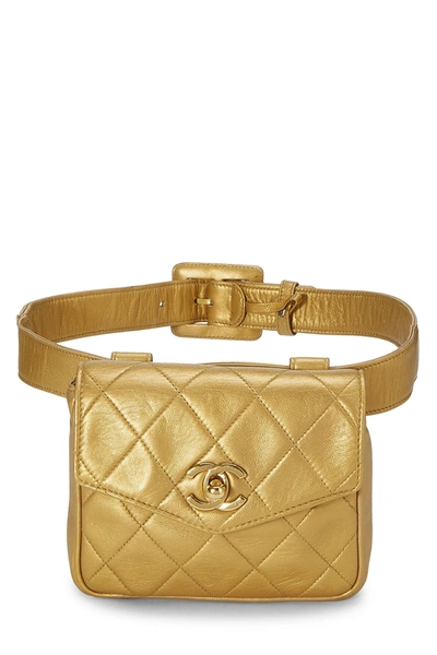Pre-owned Chanel Gold Quilted Lambskin Envelope Belt Bag
