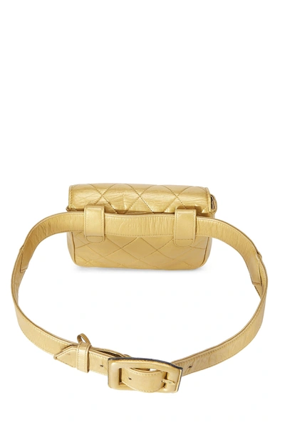Pre-owned Chanel Gold Quilted Lambskin Envelope Belt Bag