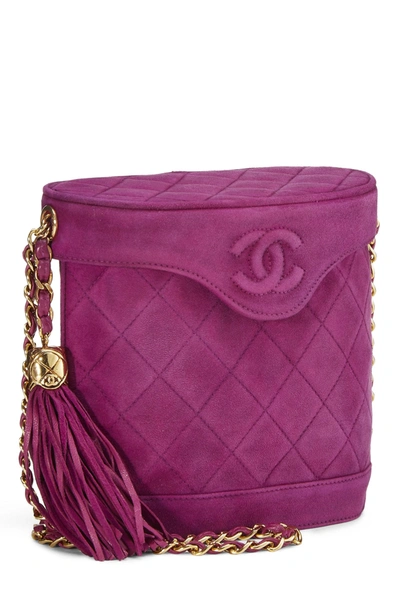 Pre-owned Chanel Purple Quilted Suede Binocular Bag Medium