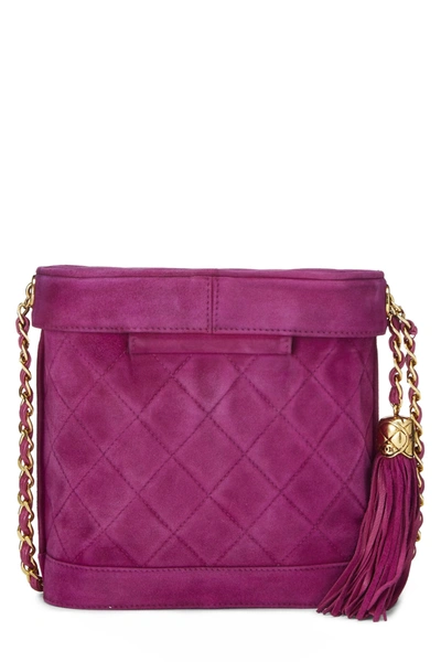 Pre-owned Chanel Purple Quilted Suede Binocular Bag Medium