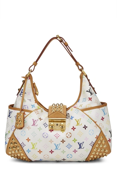 Louis+Vuitton+Chrissie+Shoulder+Bag+MM+Brown+White+Leather+Murakami+ Multicolore+Monogram for sale online