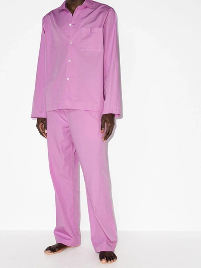 Tekla Drawstring Waist Pajama Trousers In Pink