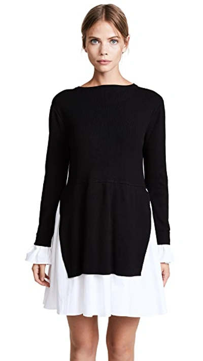 Shop English Factory Knit Combo Dress Black