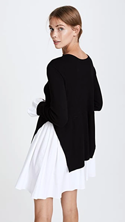 English Factory Knit Combo Dress In Black