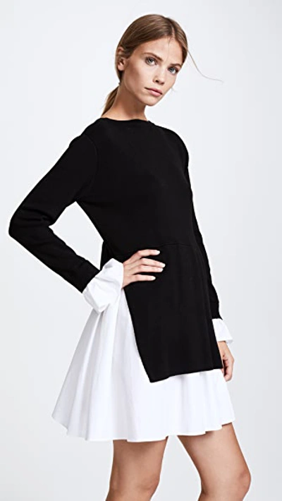English Factory Knit Combo Dress In Black