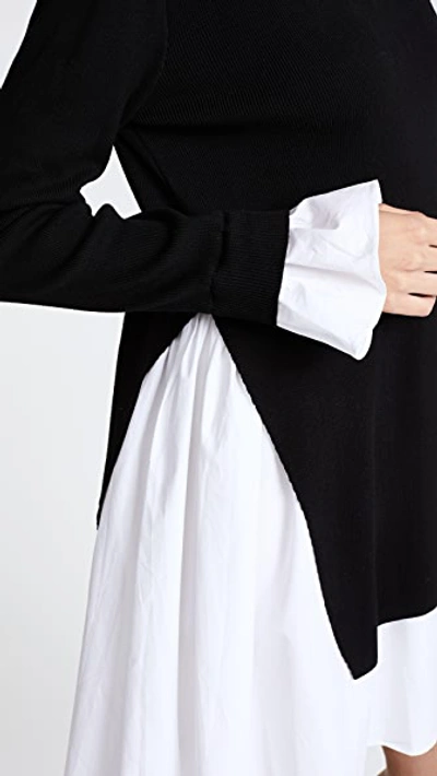 English Factory Knit Combo Dress In Black