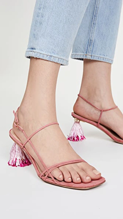 Shop Jacquemus Les Raphia Sandals In Pink