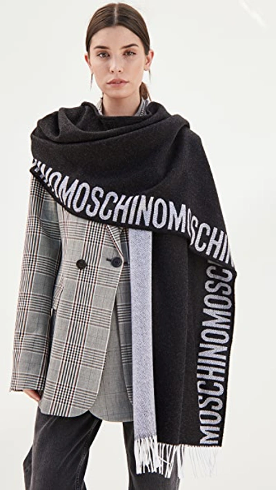 Shop Moschino Cloak Hoodie Scarf In Black