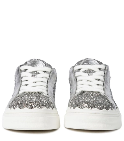 Shop Chloé Lauren Glittered Sneakers In Silver