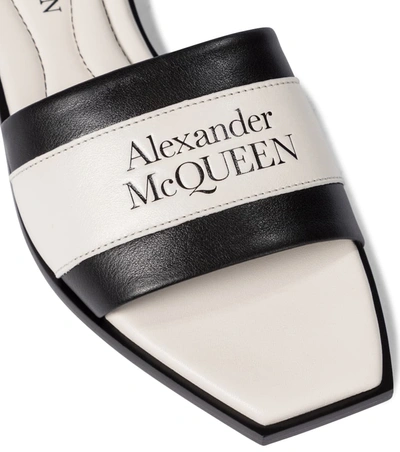 Shop Alexander Mcqueen Logo Leather Slides In White