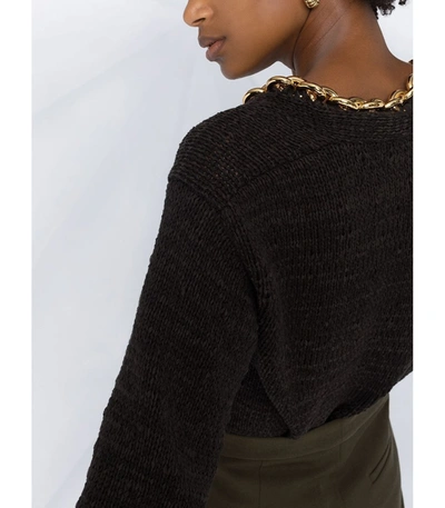 Shop Bottega Veneta Chain-link Cotton Knit Jumper In Brown